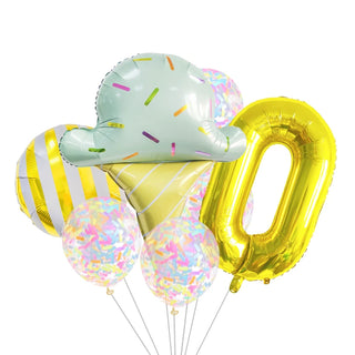 Set de 7 Globos de Aluminio Estrella con Confeti Dulce