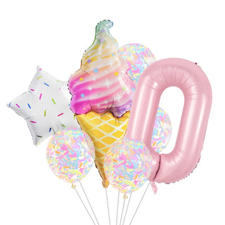 Set de 7 Globos de Aluminio Estrella con Confeti Dulce