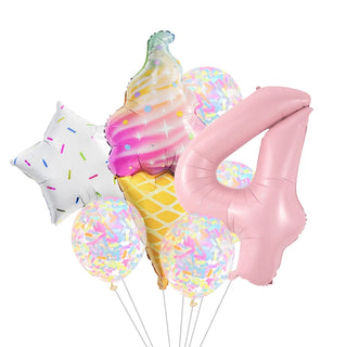 Set de 7 Globos de Aluminio Estrella con Confeti Dulce