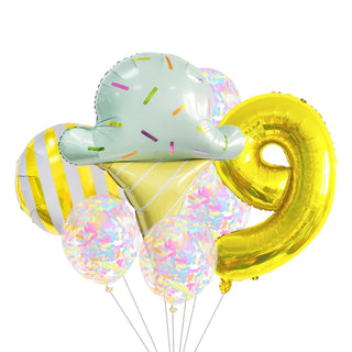 Set de 7 Globos de Aluminio Estrella con Confeti Dulce