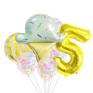Set de 7 Globos de Aluminio Estrella con Confeti Dulce