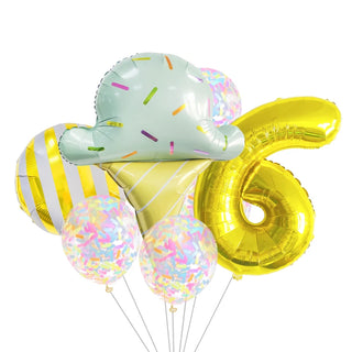 Set de 7 Globos de Aluminio Estrella con Confeti Dulce