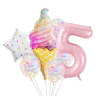 Set de 7 Globos de Aluminio Estrella con Confeti Dulce
