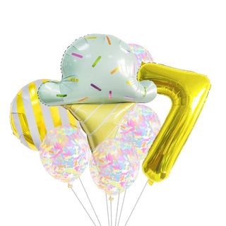 Set de 7 Globos de Aluminio Estrella con Confeti Dulce