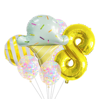 Set de 7 Globos de Aluminio Estrella con Confeti Dulce