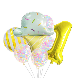 Set de 7 Globos de Aluminio Estrella con Confeti Dulce