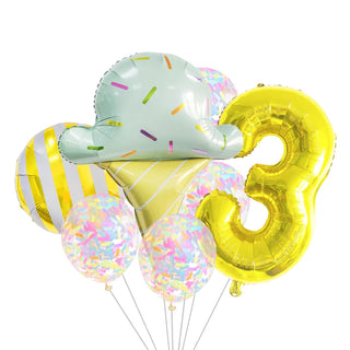 Set de 7 Globos de Aluminio Estrella con Confeti Dulce