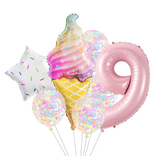 Set de 7 Globos de Aluminio Estrella con Confeti Dulce