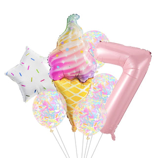 Set de 7 Globos de Aluminio Estrella con Confeti Dulce