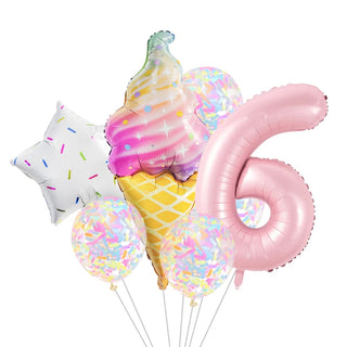 Set de 7 Globos de Aluminio Estrella con Confeti Dulce