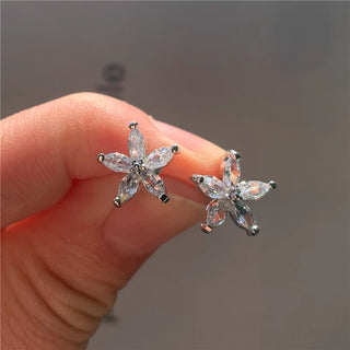 Pendientes de Estrella Pequeña con Circón Arcoíris Plateados