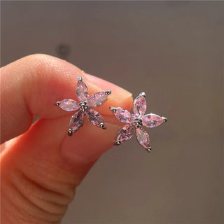 Pendientes de Estrella Pequeña con Circón Arcoíris Plateados