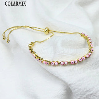 Set de 10 Pulseras Esmaltadas Ojos Coloridos Bohemias