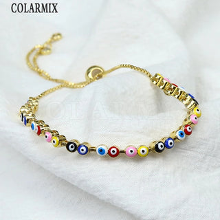 Set de 10 Pulseras Esmaltadas Ojos Coloridos Bohemias