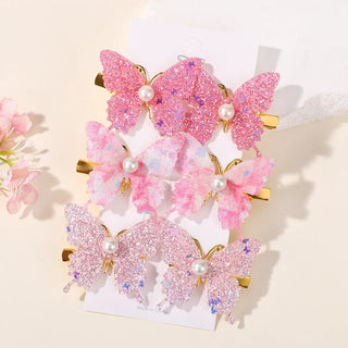 Set de 6 Horquillas de Mariposa con Lentejuelas y Perlas