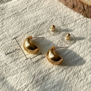 Pendientes de Gota de Agua Metálicos Huecos