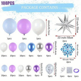 Kit de 108 Globos Arco Corona Temática de Nieve