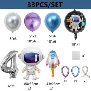 Set de 33 Globos Temáticos del Espacio Exterior con Cohete