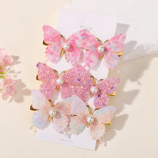 Set de 6 Horquillas de Mariposa con Lentejuelas y Perlas
