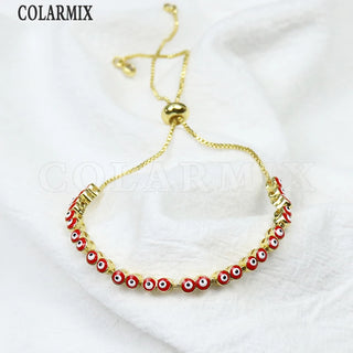 Set de 10 Pulseras Esmaltadas Ojos Coloridos Bohemias