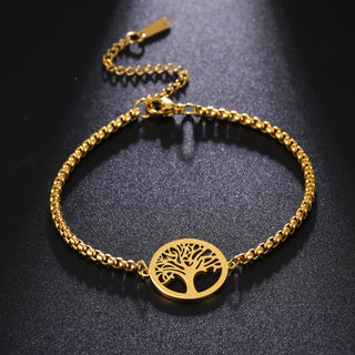 Pulsera de Acero Inoxidable con Colgante Árbol de la Vida