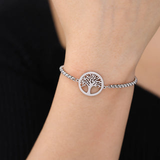 Pulsera de Acero Inoxidable con Colgante Árbol de la Vida
