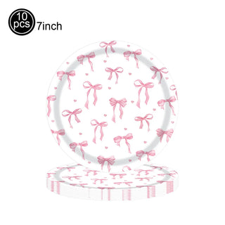 Vajilla Desechable Temática de Lazos Rosas PartiesTour