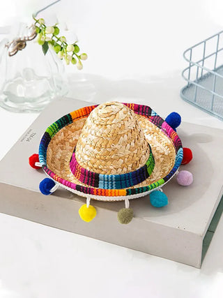 Sombrero de Paja Estilo Mexicano para Mascotas