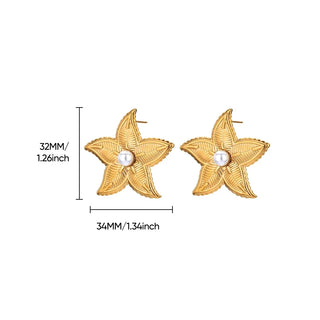 Pendientes Vintage de Estrella de Mar de Acero Inoxidable