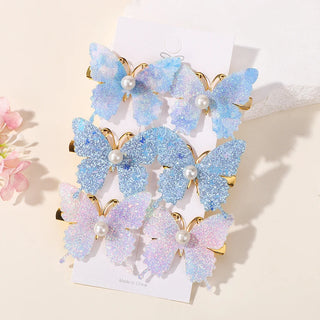 Set de 6 Horquillas de Mariposa con Lentejuelas y Perlas
