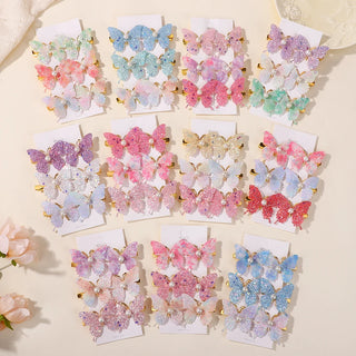 Set de 6 Horquillas de Mariposa con Lentejuelas y Perlas