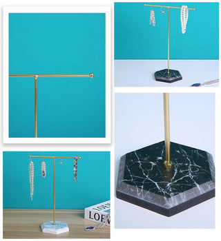 Soporte de Joyería en Forma de T con Patrón de Mármol