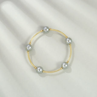 Badu Pulsera de Perlas de Imitación 10mm con Bendición