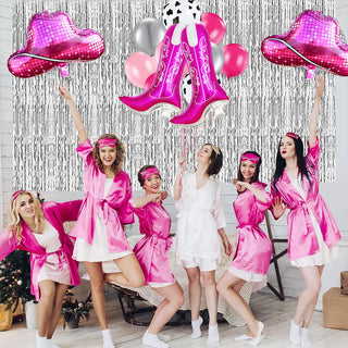 Set de 4 Globos Temáticos de Vaquera Rosa con Discoteca