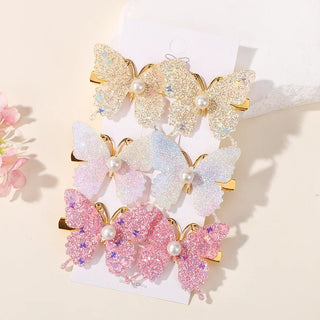 Set de 6 Horquillas de Mariposa con Lentejuelas y Perlas