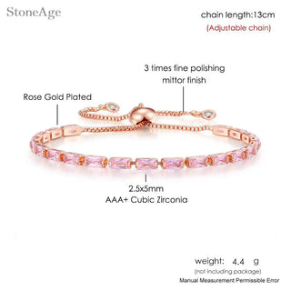 Pulsera de Tenis de Cristal Rosa con Circonita Brillante