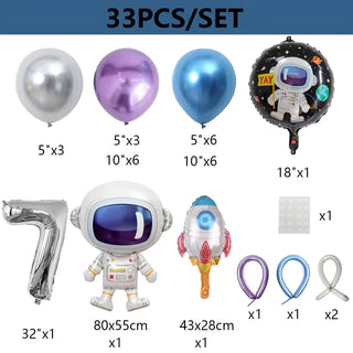 Set de 33 Globos Temáticos del Espacio Exterior con Cohete