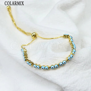 Set de 10 Pulseras Esmaltadas Ojos Coloridos Bohemias