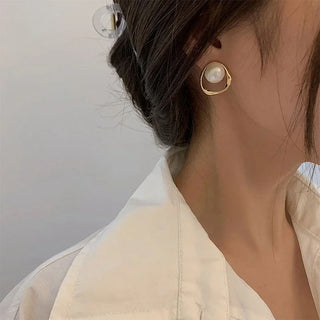 Pendientes de Perla Irregular Estilo Coreano Dorados