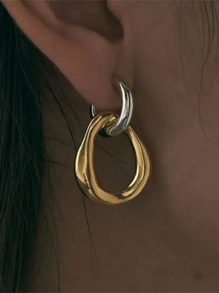 Pendientes Geométricos de Gota con Empalme de Colores Contrastantes