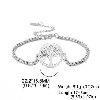 Pulsera de Acero Inoxidable con Colgante Árbol de la Vida
