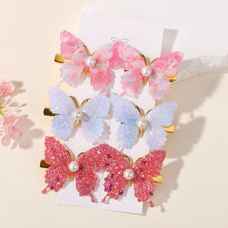 Set de 6 Horquillas de Mariposa con Lentejuelas y Perlas