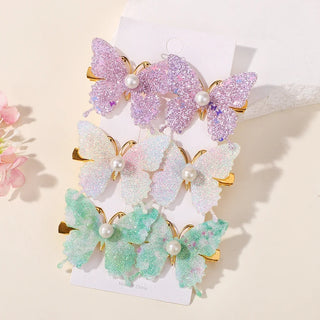 Set de 6 Horquillas de Mariposa con Lentejuelas y Perlas
