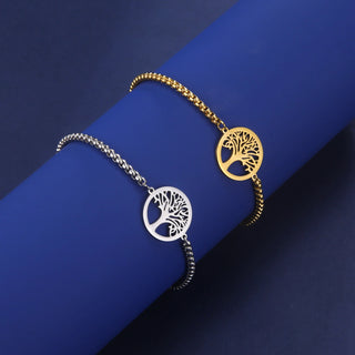 Pulsera de Acero Inoxidable con Colgante Árbol de la Vida