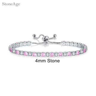 Pulsera de Tenis de Cristal Rosa con Circonita Brillante