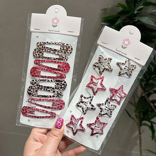 Set de 8 Pinzas para Cabello con Estampado de Leopardo