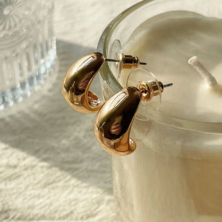 Pendientes de Gota de Agua Metálicos Huecos