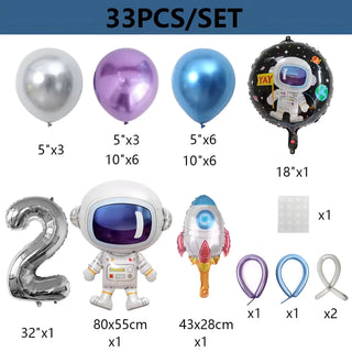Set de 33 Globos Temáticos del Espacio Exterior con Cohete