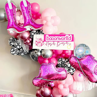 Set de 4 Globos Temáticos de Vaquera Rosa con Discoteca