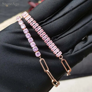 Pulsera de Tenis de Cristal Rosa con Circonita Brillante